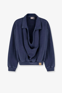 Navy blue Dior men’s oversized cotton bomber jacket with cowl neck and ribbed cuffs