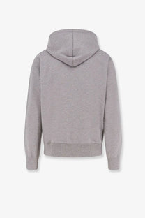 Dior men’s cotton sweatshirt grey heather with soft fabric ribbed cuffs and hem and a hood