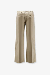 Beige dior men’s cotton trousers with wide-leg fit minimalist design and classic denim construction front view