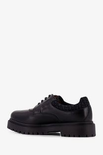 Dior men’s dh dexpii black leather lace-up shoe with chunky sole and textured fabric lining