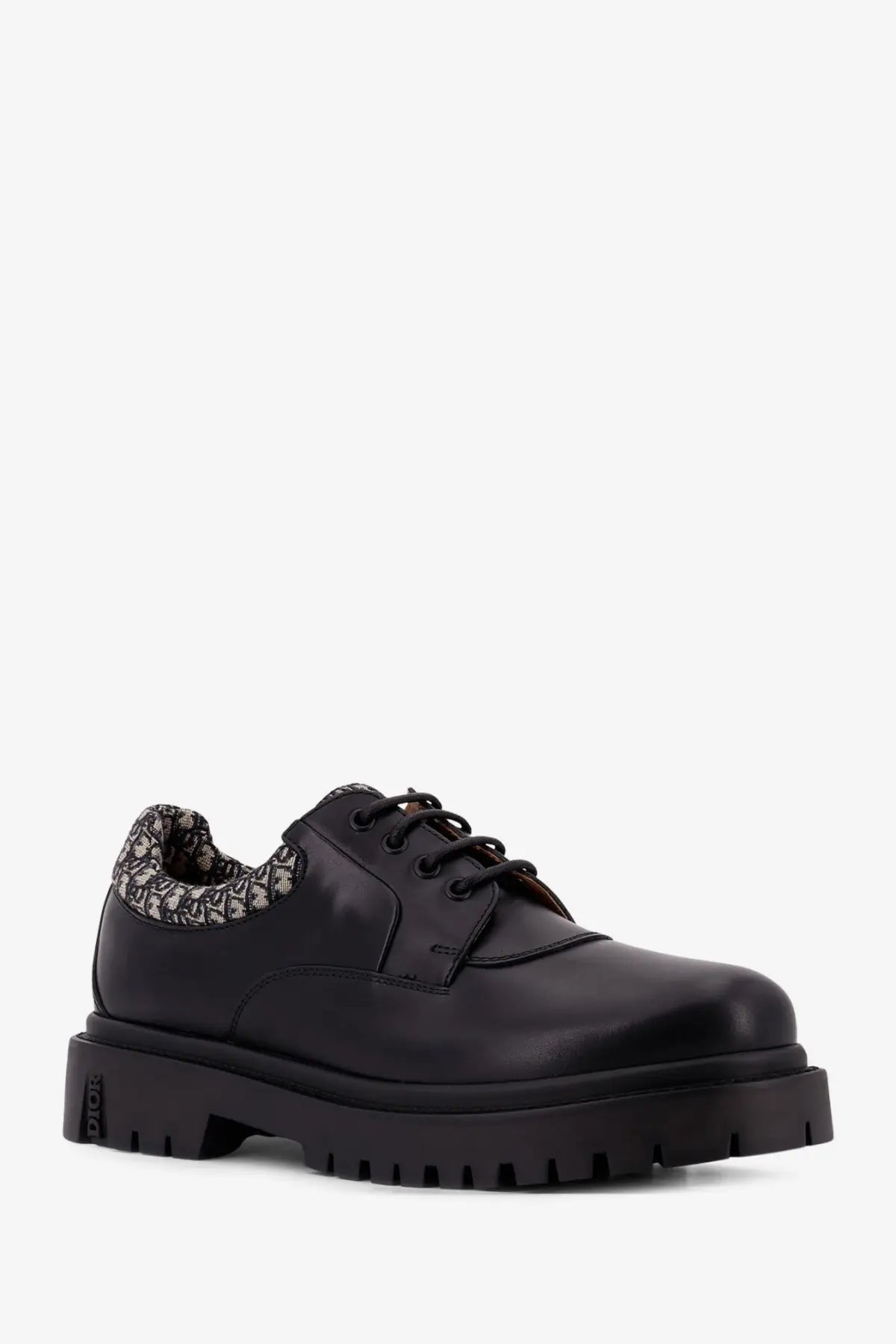 Dior men’s dh dexpii black leather lace-up shoe with chunky sole and patterned lining