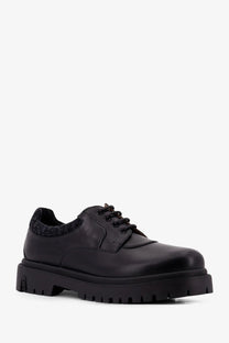Dior men’s dh dexpii black leather lace-up shoe with chunky rubber sole and textured inner lining