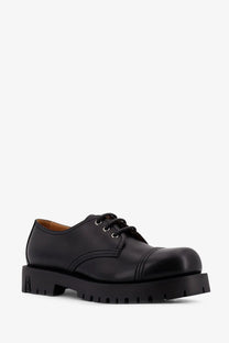 Dior men’s dh dexpiii black leather oxford shoes with chunky rubber sole and silver eyelets lace up design