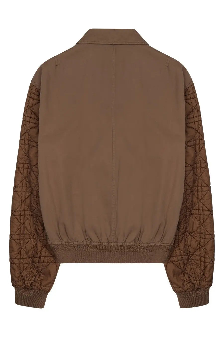 Dior men’s giacca con brown quilted bomber jacket with diamond-stitched sleeves and ribbed cuffs