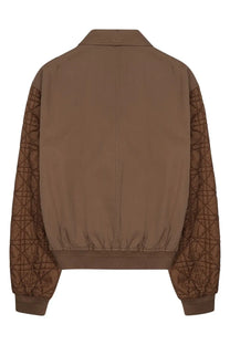 Dior men’s giacca con brown quilted bomber jacket with diamond-stitched sleeves and ribbed cuffs