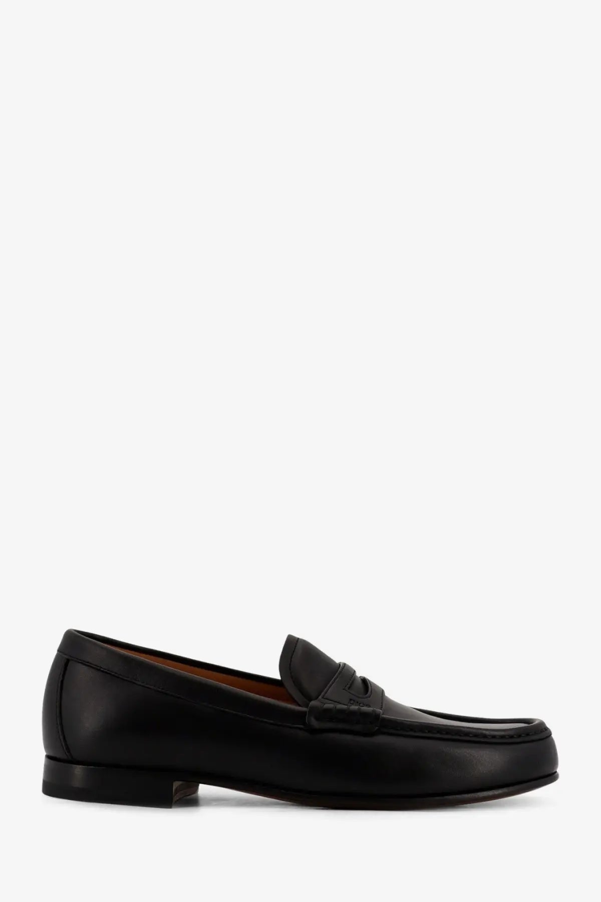 Dior men’s Granvil black leather loafer with polished finish and classic moccasin-style design