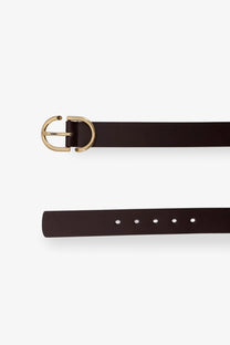 Dior men’s leather belt brown with a dark brown leather strap and gold toned d ring buckle
