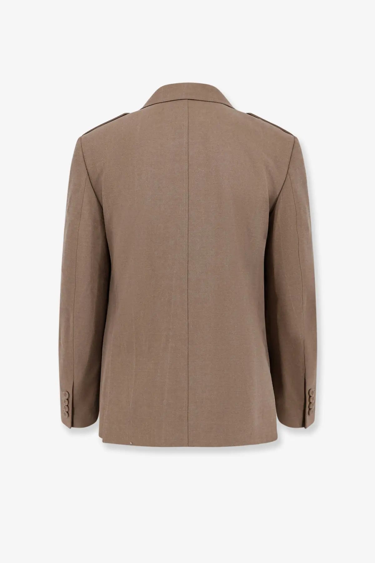 Dior men’s single breasted beige virgin wool blazer with structured shoulders and subtle tonal stitching