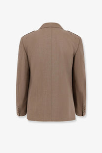 Dior men’s single breasted beige virgin wool blazer with structured shoulders and subtle tonal stitching