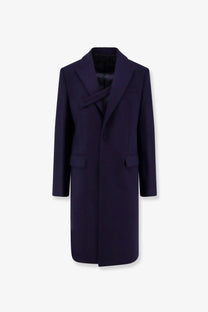 Dior men’s single breasted virgin wool coat black with classic notched lapel and two front flap pockets