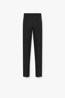 Black Dior men’s slim fit tailored trousers in virgin wool and mohair with sleek straight-leg cut and subtle stitching details