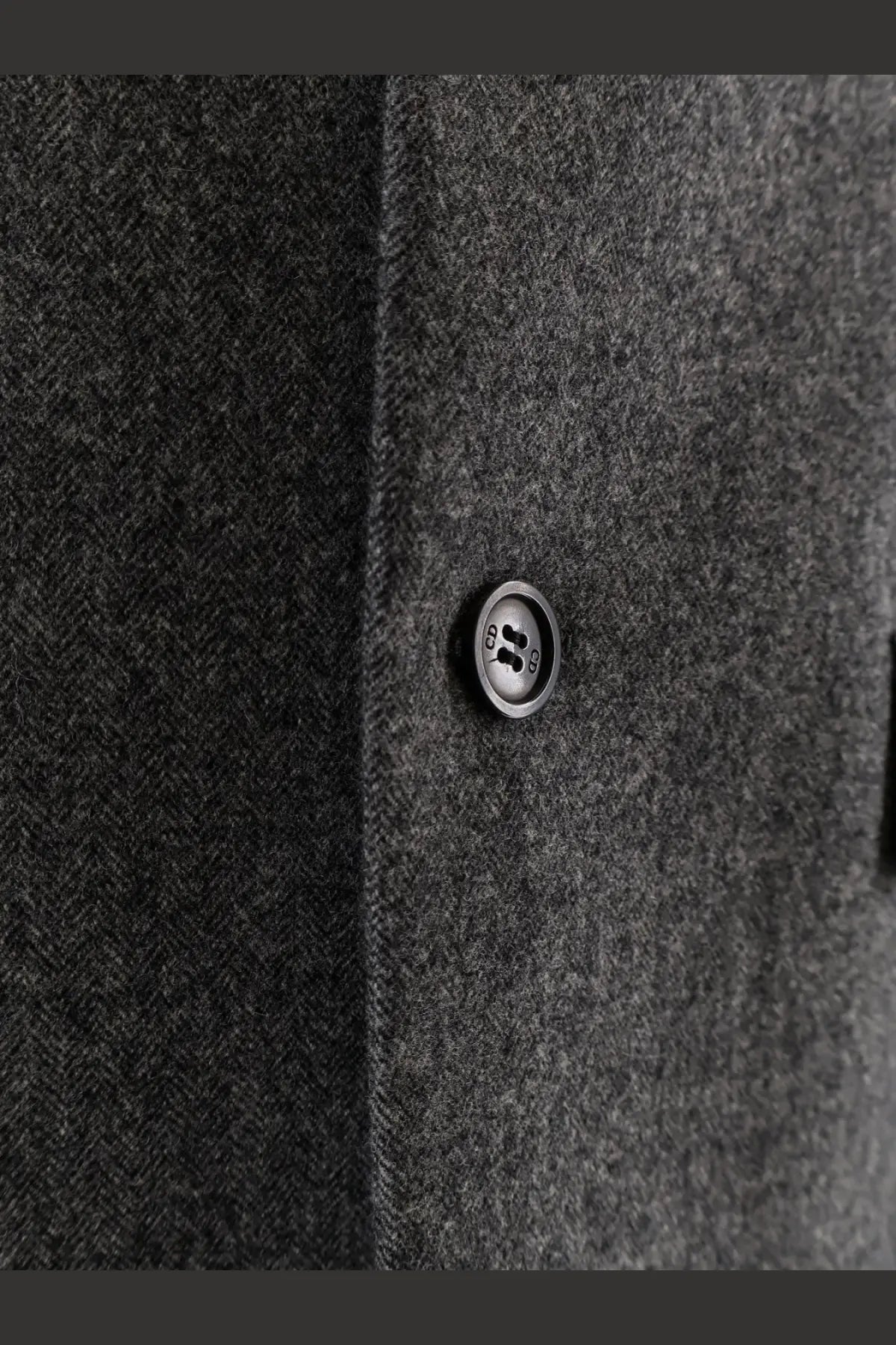 Dior men’s dark gray herringbone virgin wool blazer with metallic button perfect for formal wear