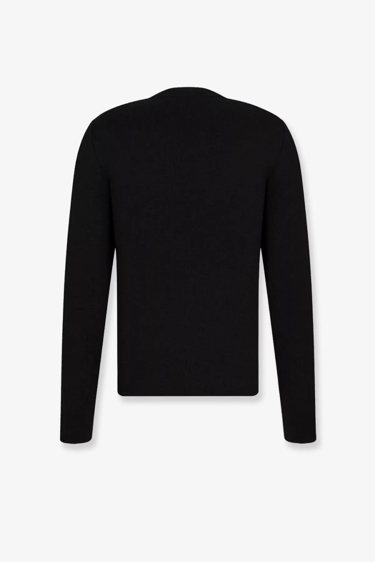 Dior men’s virgin wool black sweater with long sleeves crewneck and smooth solid fabric finish