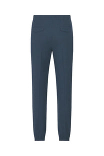 Dark blue wool blend slim-fit dior men’s trousers shown from the back with tailored waistband and two rear pockets