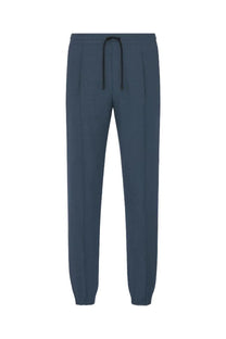 Navy blue Dior men’s wool blend tapered jogger pants with black drawstring waistband for stylish comfort