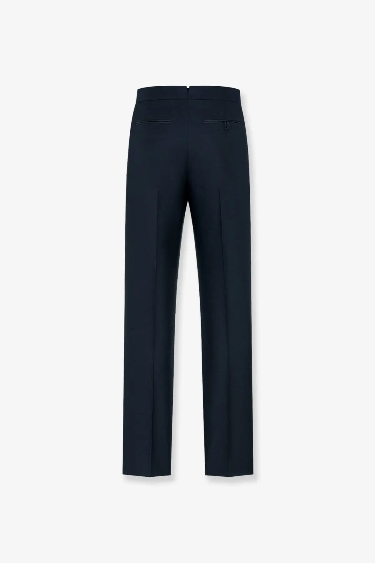 Dark navy dior men’s wool and mohair trousers with sleek tailored fit and subtle front pleats