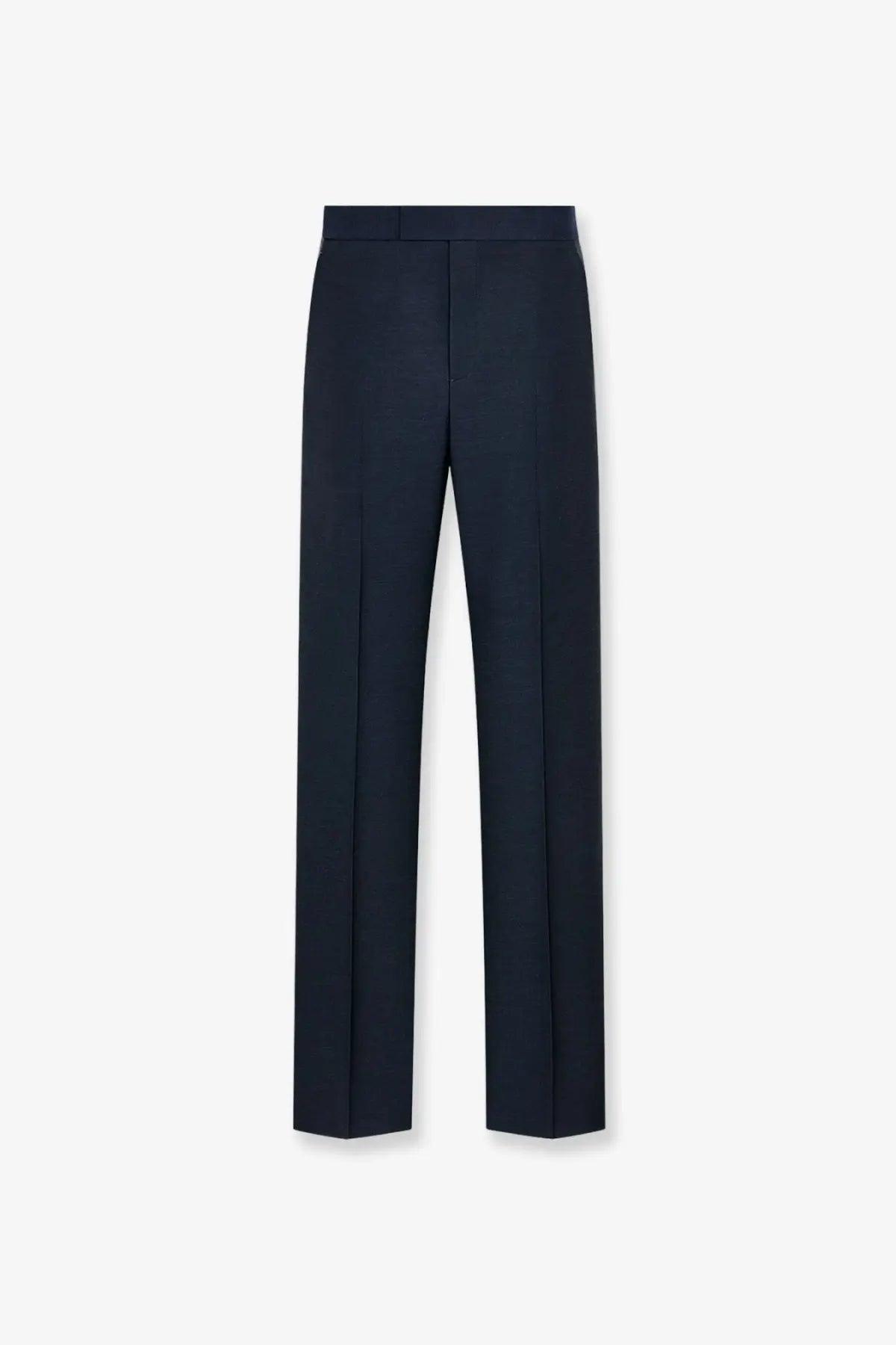 Navy blue dior men’s tailored wool and mohair trousers with sleek straight-leg cut and subtle front pleats