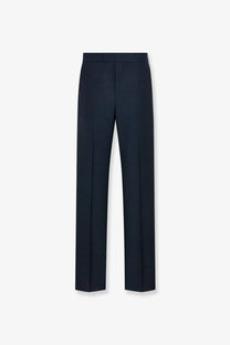 Navy blue dior men’s tailored wool and mohair trousers with sleek straight-leg cut and subtle front pleats