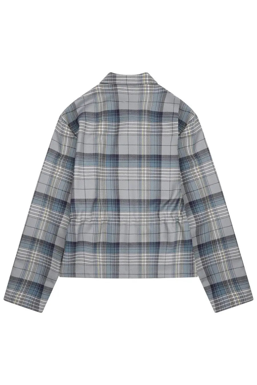 Dior men’s zippered check shirt multicolor gray and blue plaid long-sleeved cotton shirt with collar