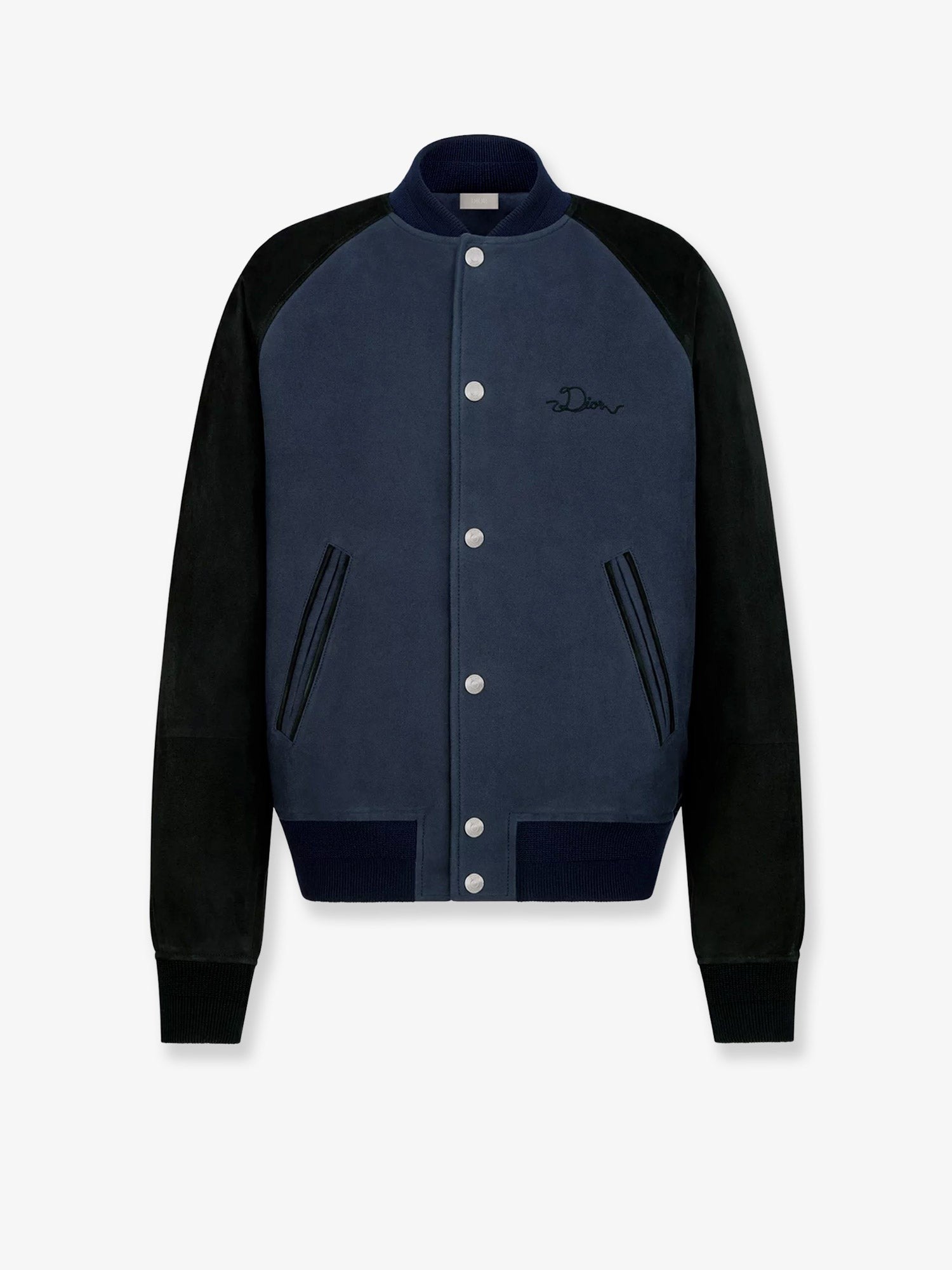 Dior Men's Dior Ribbon College Cotton and Suede Bomber Blue