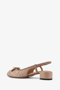 Beige quilted leather slingback pump with pearl embellishment in Dior women’s Dior ballet leather pumps pink style