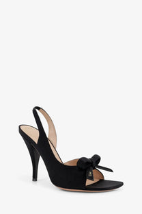 Black satin dior slingback sandal with bow detail from dior womens dior bow satin sandals black collection