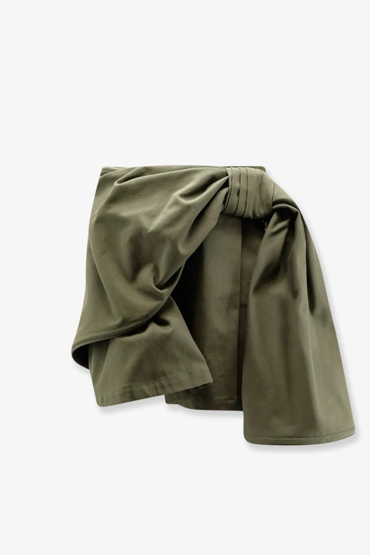 Dior women’s canvas mini skirt in olive green cotton with gathered waistband and soft flowing fabric