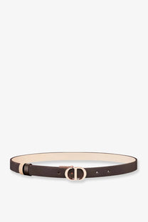 Dior women’s cd montaigne dark brown leather belt with rose gold-tone d-logo buckle