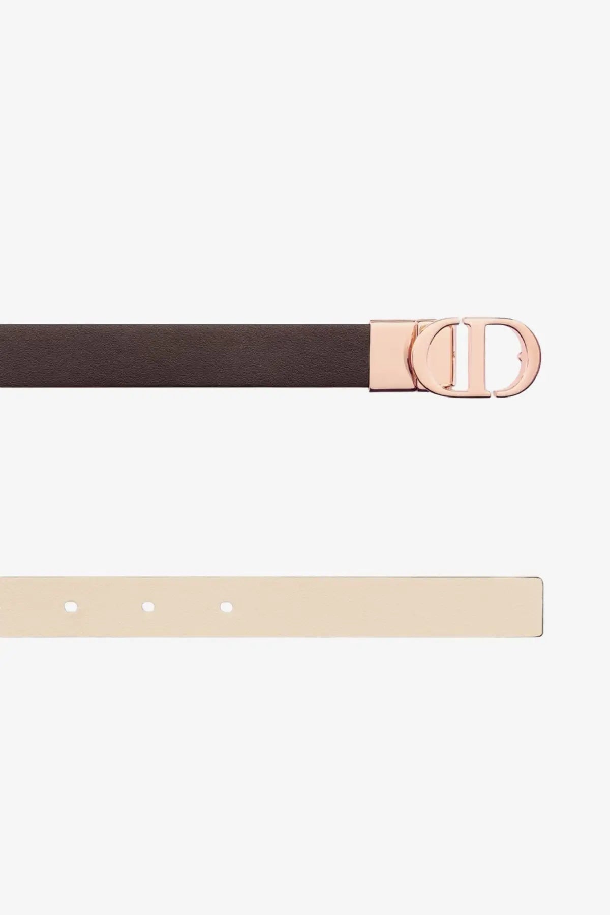 Dior women’s cd montaigne brown leather belt with rose gold-tone d-logo buckle