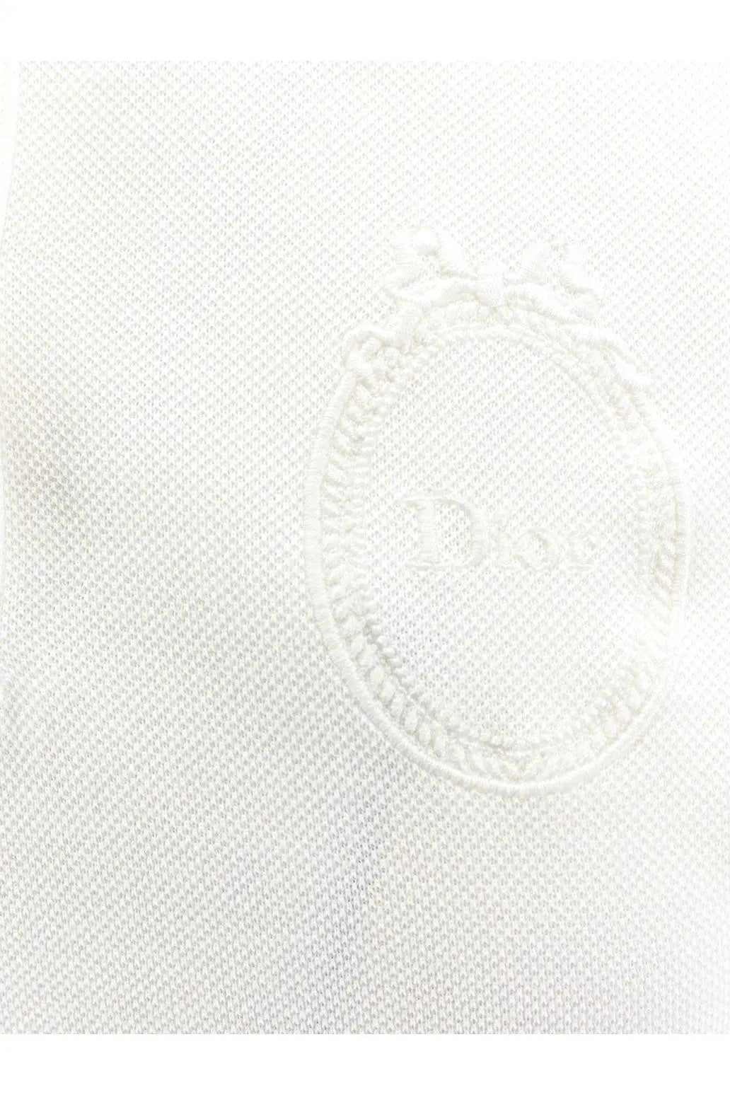 White dior embroidered logo on textured fabric of dior womens cotton blend white polo shirt