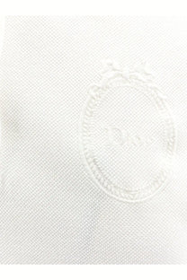 White dior embroidered logo on textured fabric of dior womens cotton blend white polo shirt
