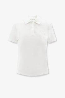 White Dior women’s cotton blend short-sleeved polo shirt with classic collar and button placket