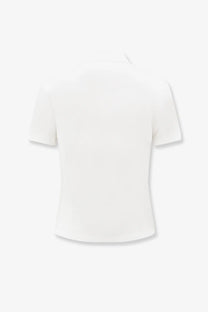 Dior women’s white cotton blend polo shirt with short sleeves and minimalist design