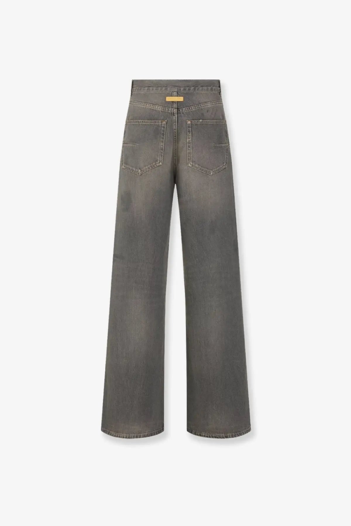 Dior women’s cotton dark gray wide-leg denim jeans with subtle faded wash and contrasting stitching