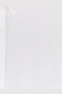 Dior women’s white cotton poplin shirt with subtle embossed logo on the chest