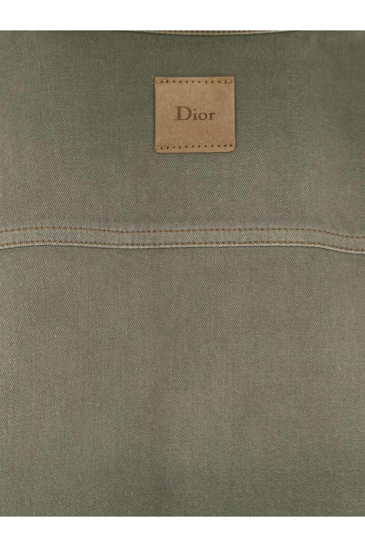 Olive green dior canvas jacket with tan leather patch front detail in dior womens cotton shirt vert collection