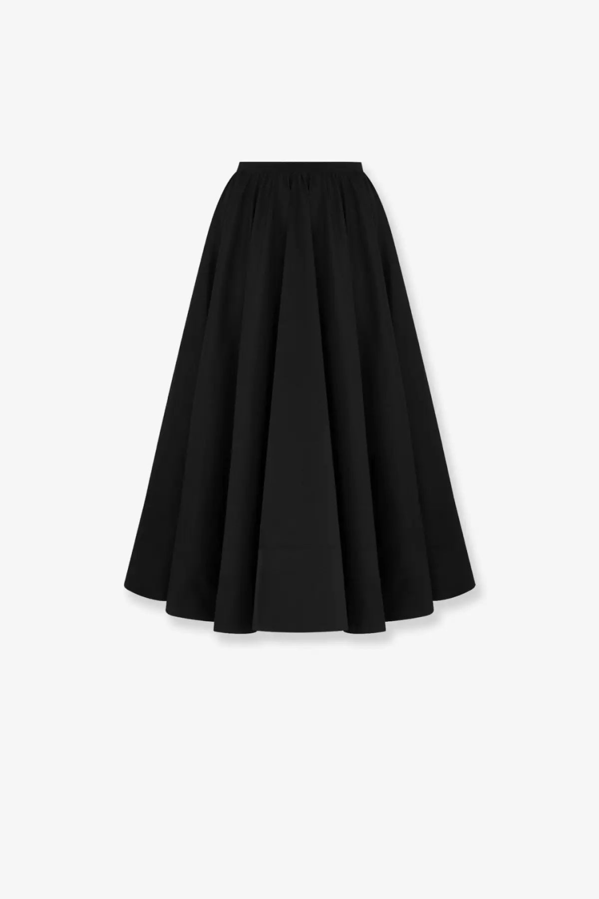 Dior women’s black silk midi skirt with high waist a-line silhouette and subtle pleats at the waistband