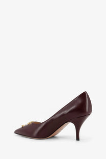 Burgundy leather pump with gold-tone buckle at the toe from Dior women’s Dior initials leather pumps black collection