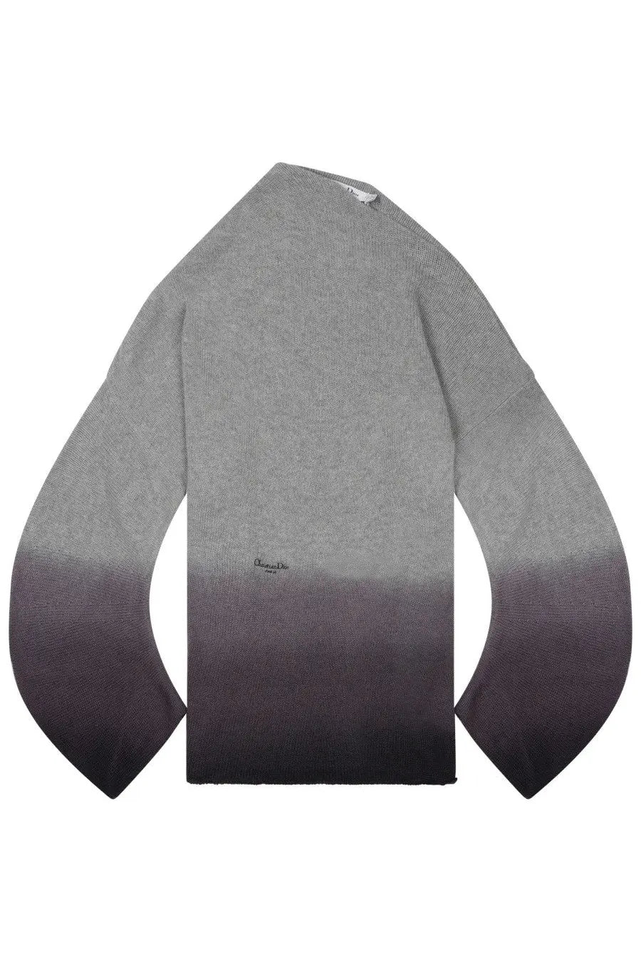 Dior women’s maglia in cachemire sfumata grey knit sweater with gray to black gradient and long flared sleeves