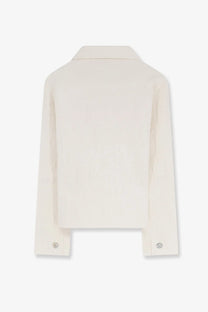 Cream-colored tailored Dior women’s blazer in Dior Oblique fabric with classic collar and buttoned cuffs in white