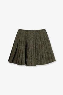 Dior women’s pleated mini skirt in shimmering olive green textured glittery fabric with a delicate pleated design