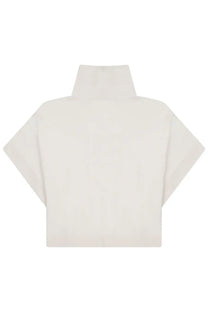 Dior women’s pullover in lana white cream high neck cropped top with wide short sleeves