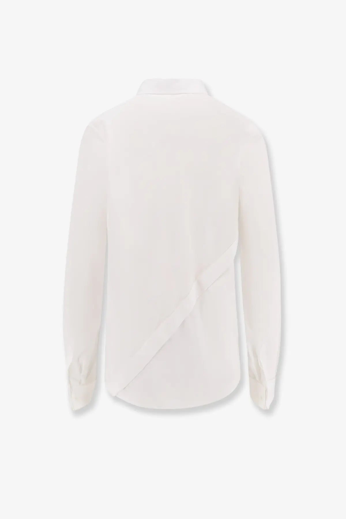 Dior women’s shirt white sleek blouse with subtle asymmetrical drape and long sleeves in soft fabric