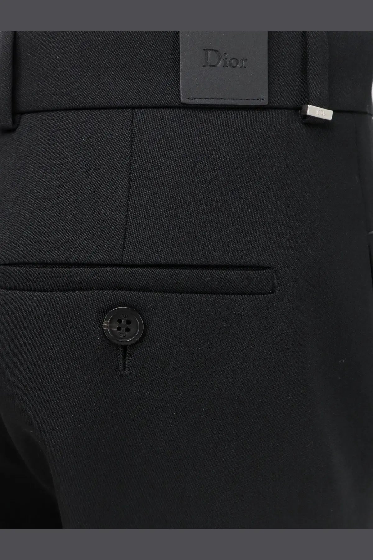 Black dior women’s virgin wool tailored trousers with sleek textured fabric and subtle stitching details
