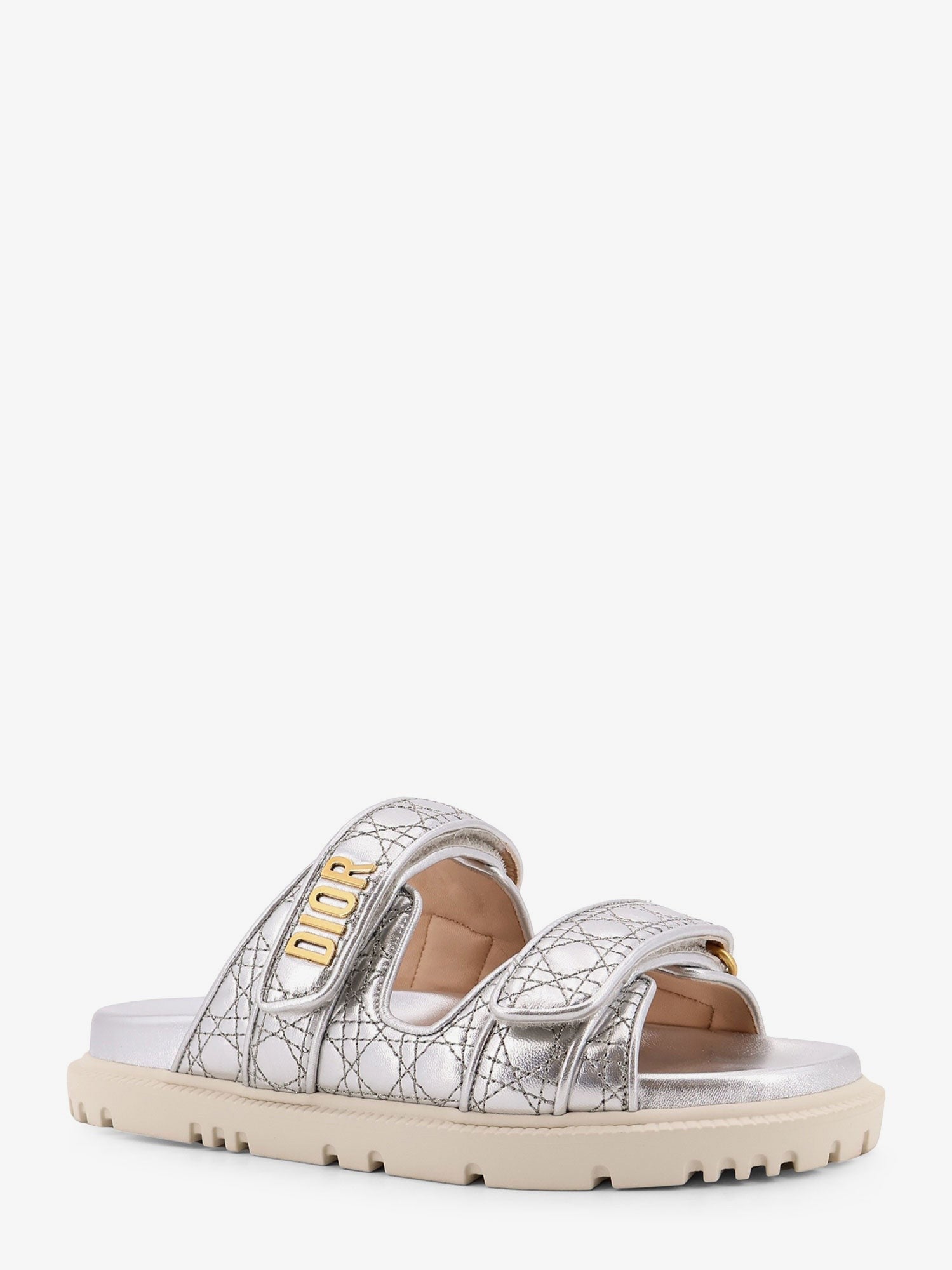 Dior Women's Dioract Leather Sandals Grey