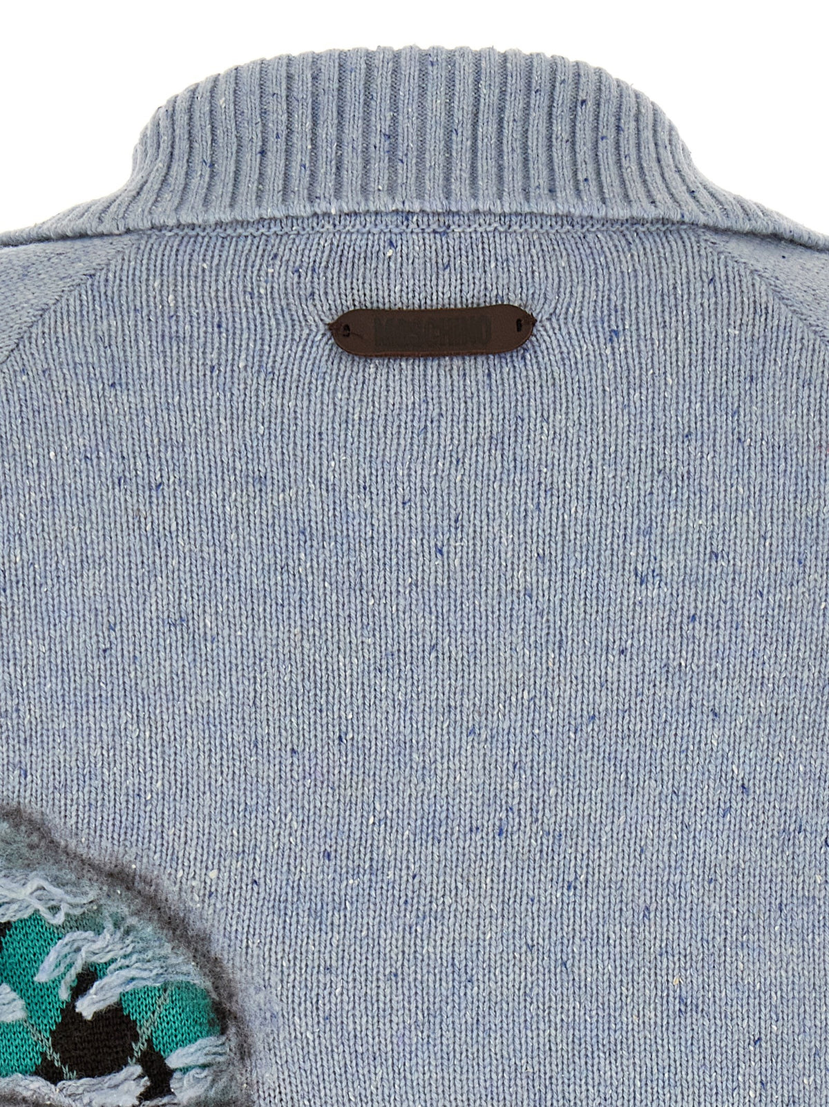 Moschino Distressed Argyle Cardigan Blue