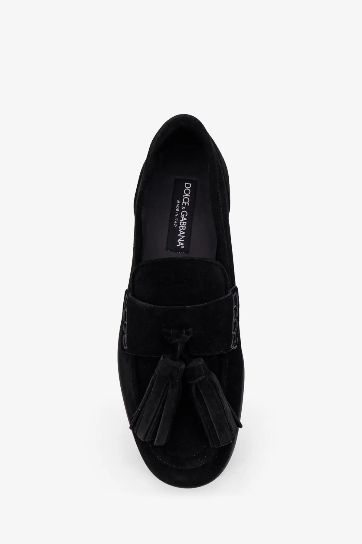 Dolce and Gabbana men’s Ariosto black suede loafers with tassel detailing for stylish casual wear