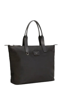 Dolce &amp; Gabbana men’s adamo large black nylon tote bag with leather handles and a small metal plaque