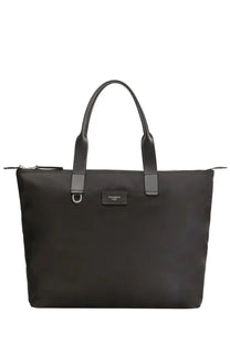 Dolce gabbana men’s adamo large black nylon tote bag with leather handles and branded metal plaque
