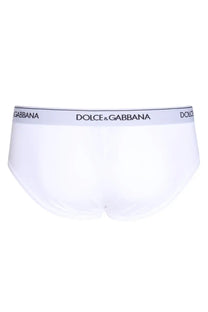 Dolce and gabbana men’s white briefs with minimalist design and dark gray logo elastic waistband